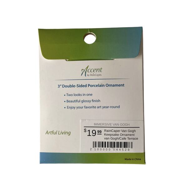 Van Gogh Cafe Terrace Keepsake Ornament RainCaper Double Sided 3" Porcelain NEW - Picture 5 of 6